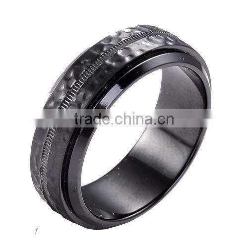 Black titanium plated unique design ring for men