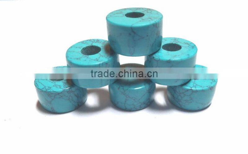 AAA Chinese Turquoise Smooth Handmade Big Hole Tyre Beads
