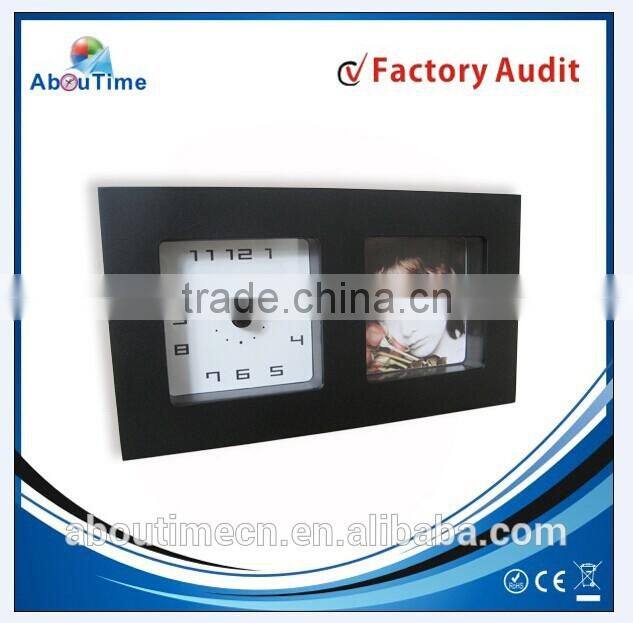 Wooden frame table clock with CE and ROHS can add customer's logo