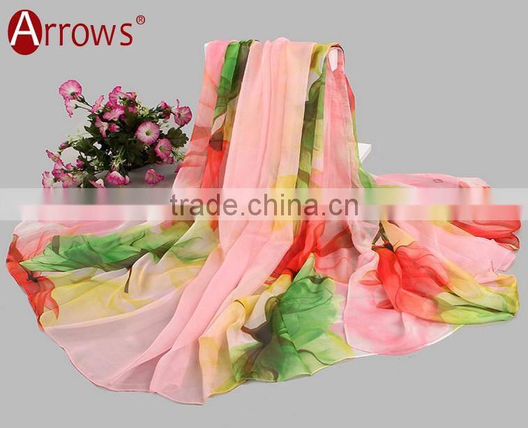 Infinity Chiffon 100% Polyster Silk Imitated Fabric Material Women Girls Scarves and Shawls Wrap With Printed Patterns