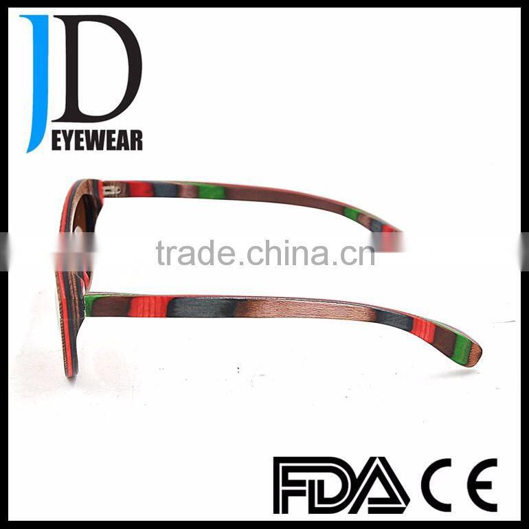 High Quality Custom Made Butterfly Style Natural Wooden Sunglasses