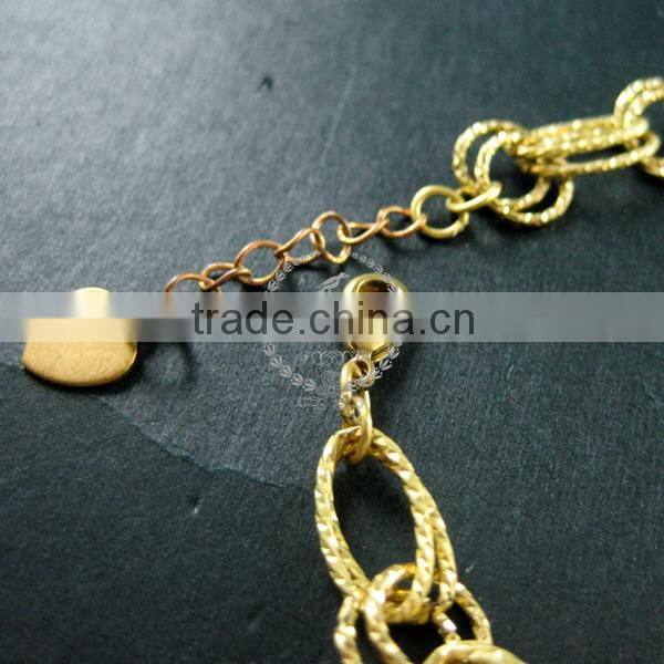 18cm raw brass faceted circle round oval link fashion DIY bracelet supplies 1900082