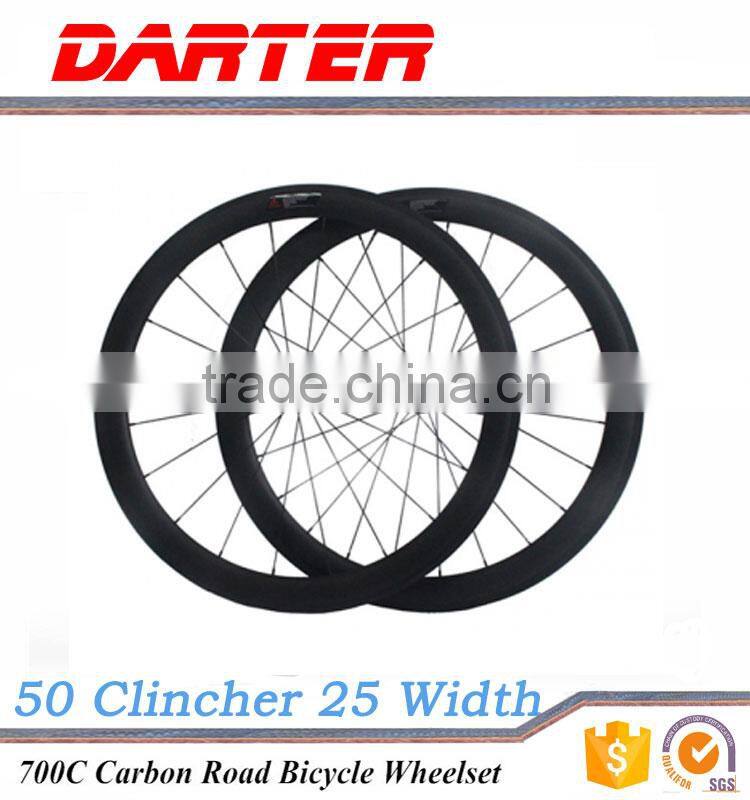 Different specifications 700C 25mm wide 50mm depth clincher bike triathlon carbon wheels