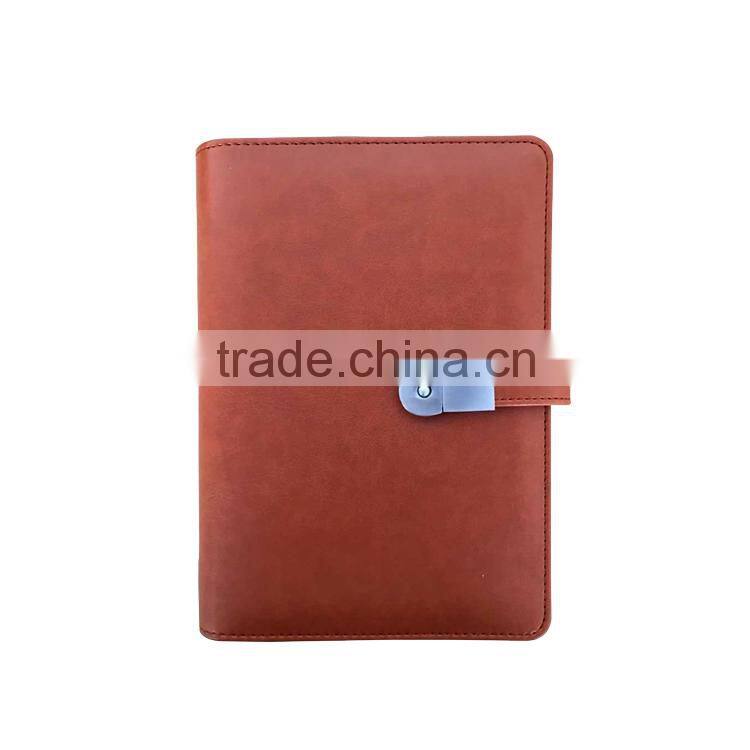 Wholesale A5 Size High Quality PU Leather Notebook with USB Flash Drive