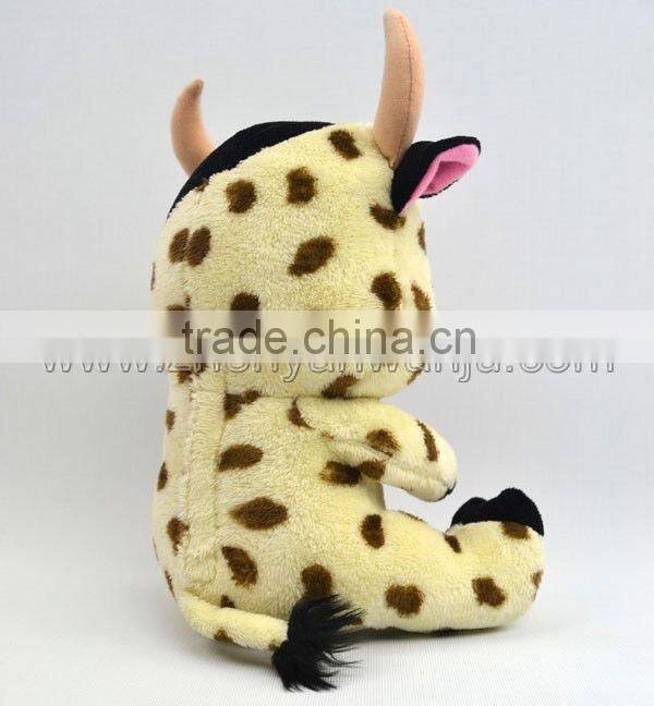 Stuffed white dairy cow&Educational toys&round mini plush cow