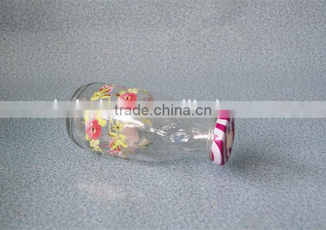 Vintage milk beverage glass bottle with printing