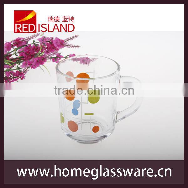 glass manufactory supply hot sale print glass milk mug