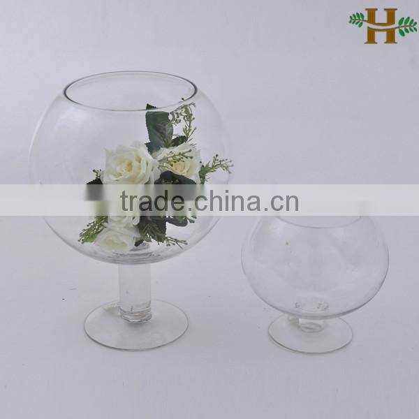 Clear glass bowl with stem, long stem fish bowl