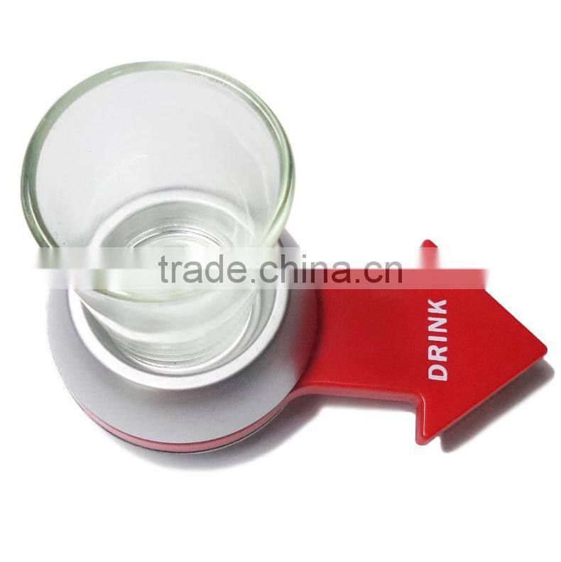 2017 Hot Spin The Shot Arrow Turntable Game Glass, KTV/Bar/ Party Table Funny Game Shot Spinner Drinking Glass For Wholesale