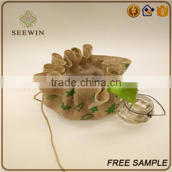 burlap jute material modern flower stand for flower decoration