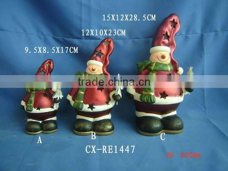 New Ceramic Santa Claus With Led Lights Christmas Decoration