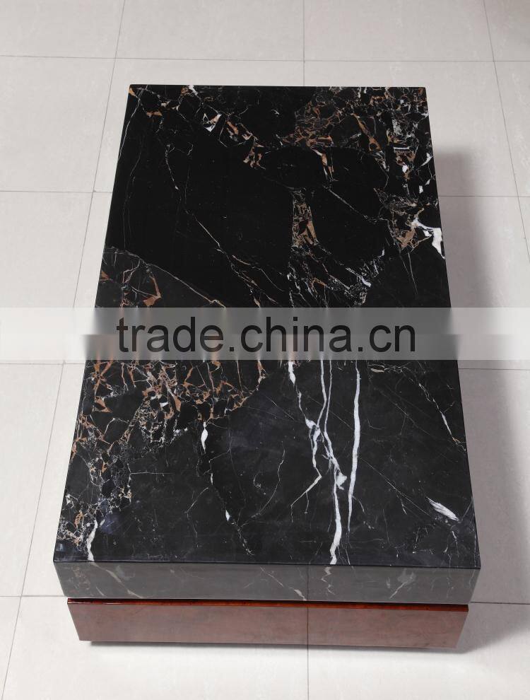 antique black marble top wooden base coffee table for living room furniture set