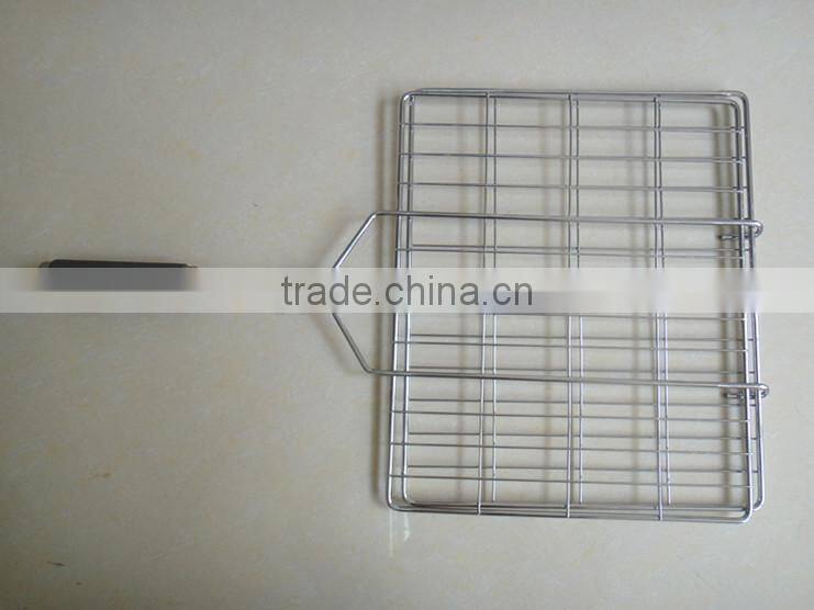 RH-BQ02 Outdoor BBQ Net Barbecue Mesh Handle Hand Grill Wire mesh