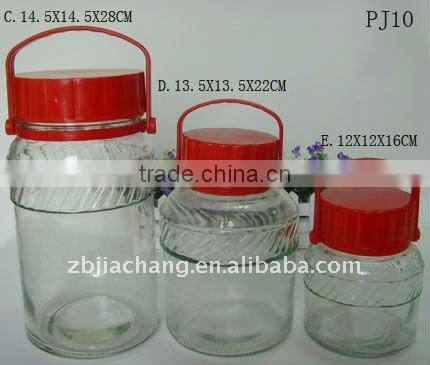 PJ10 large glass juice jar with plastic lid