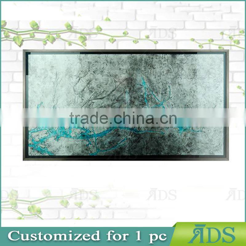 Framed Handmade carve pattens with silver leaf MDF modern glass wall art decor