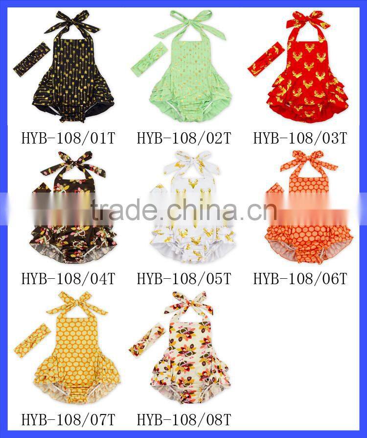 mint cotton baby toddler ruffle icing romper