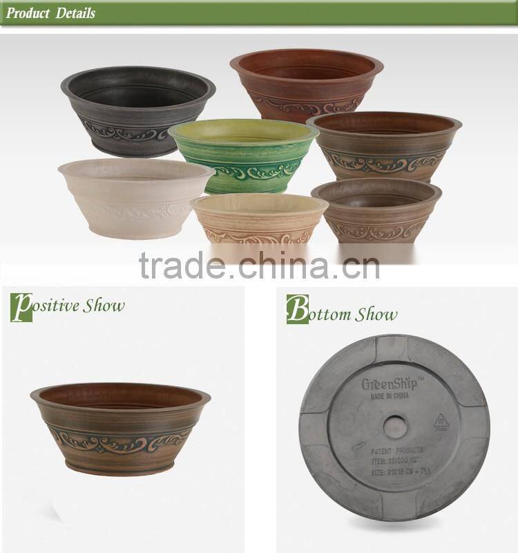 Antique Round Short Biodegradable Plastic Flower Pot