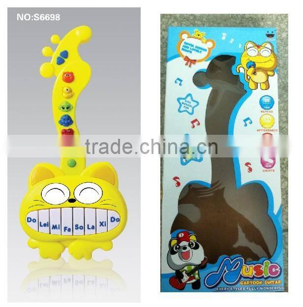 2015 hot sale musical instrument electronic educational lovely cat guitar for kids/ popular keyboard learning machine toys