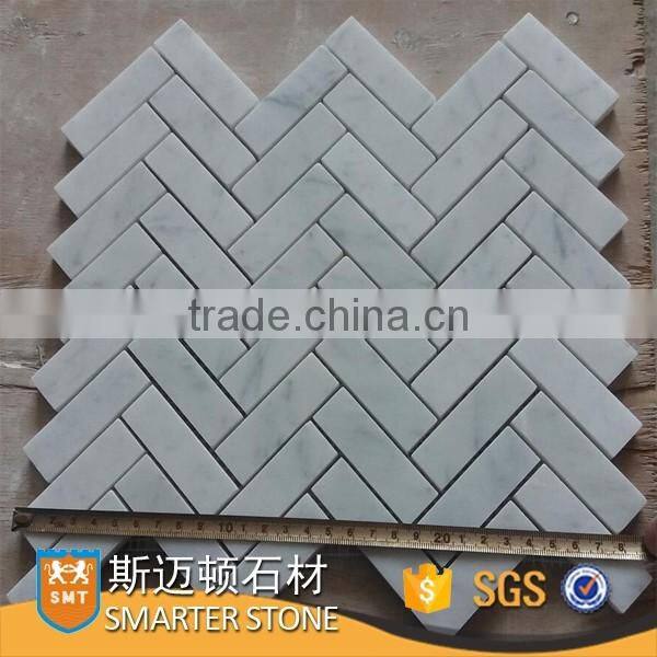 Bianco carrara white herringbone tile for bathroom