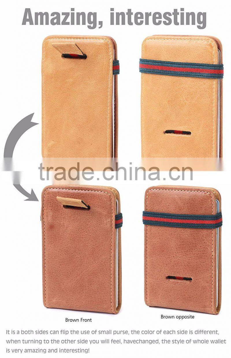 RFID Blocking Bifold Slim Wallet with Pull Tab Sleeves and Money Clip