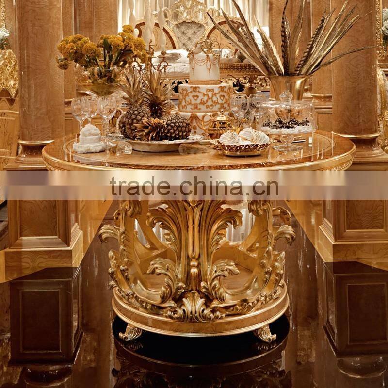 momoda New Arrival Luxury Golden round Dining Table Royal Dining Room Italian furniture customized furniture supplier china