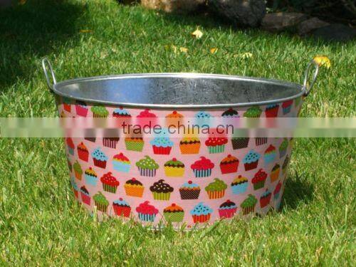 Full Color Printing Round Galvanized Beverage Tub