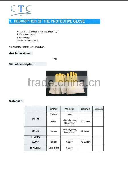 SUNNYHOPE yellow safety cuff Latex full Coated Glove