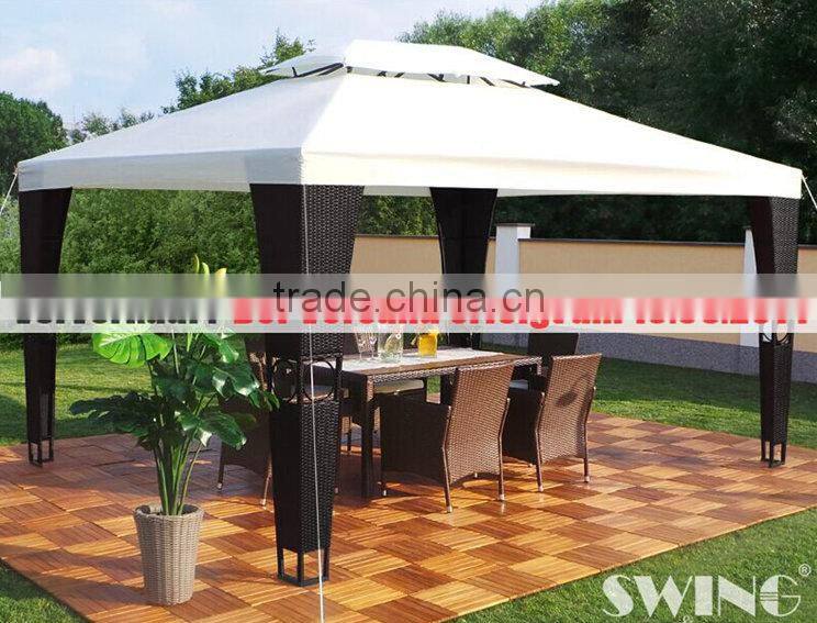 3x4m Fabric Waterproof Rattan Gazebo