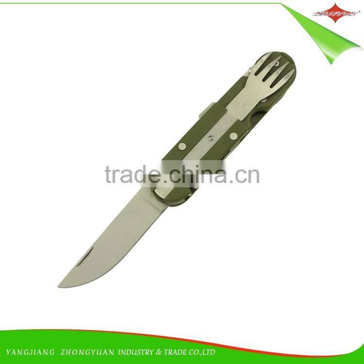 ZY-V3001 Hot Stainless Steel Multi-function Pocket Knife with Fork Spoon Outdoor Camping Knife tool