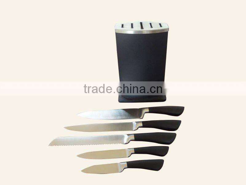 5 pieces stainless steel chef knife set with wooden block