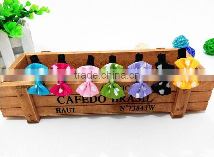 Factory wholesale fashion ribbon bow kids hair clip lovely baby hair clips