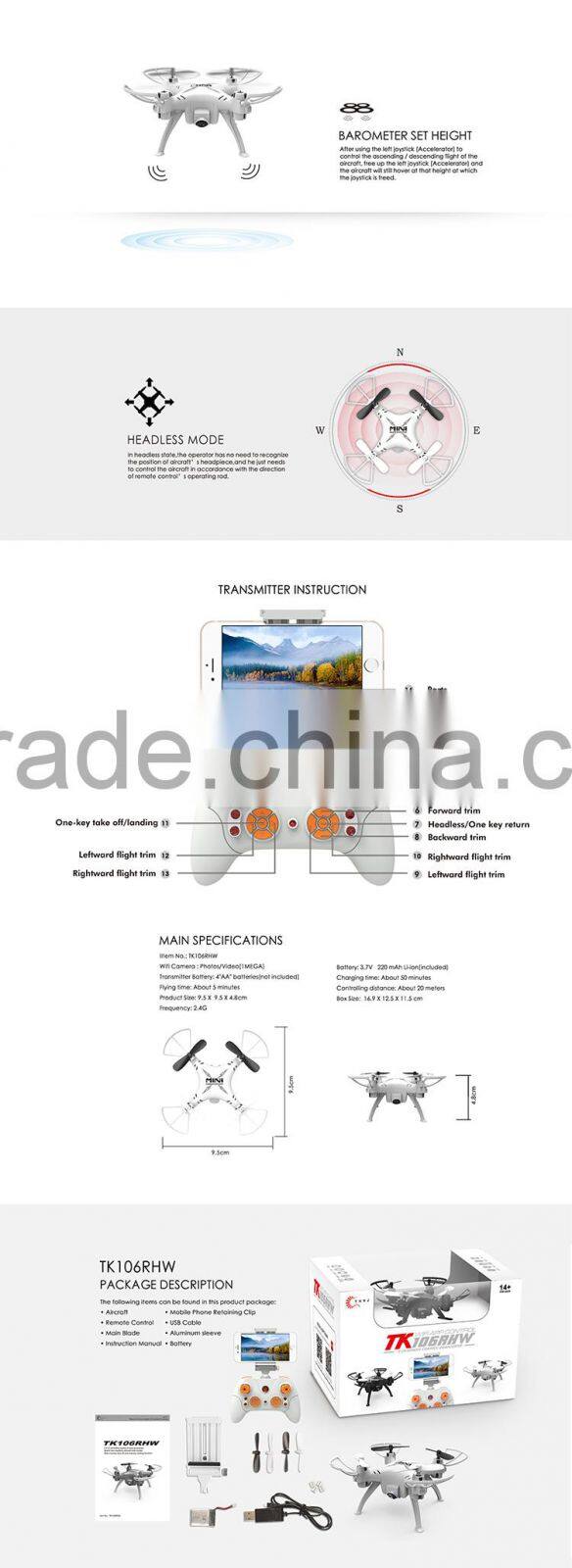 2017 new type 2.4g quadrocopter with camera hot sale