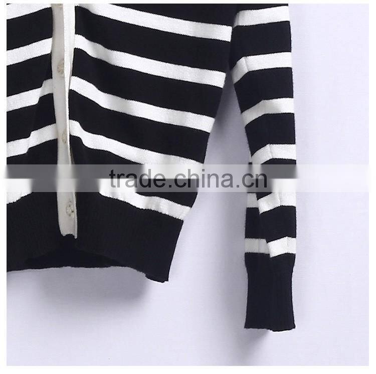 Custom Black And White Strips School Uniform Sweater