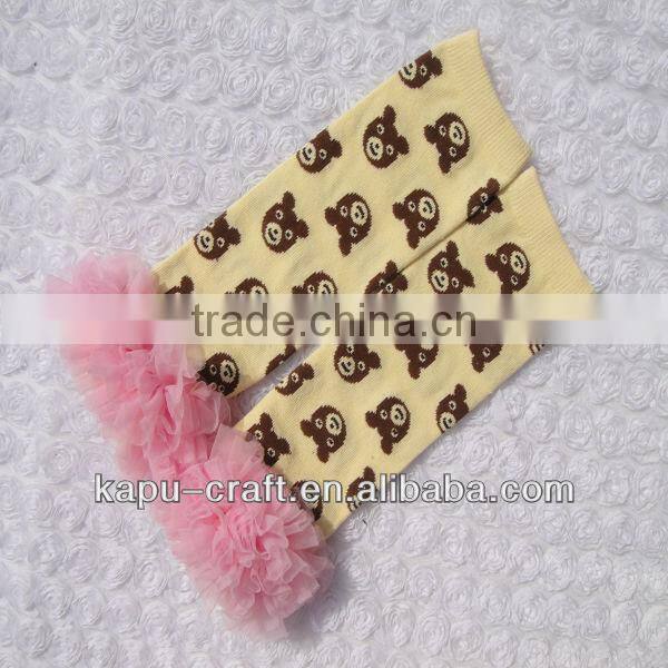 2016New design cotton baby toddler leggings baby legwarmers with ruffle lace leggings