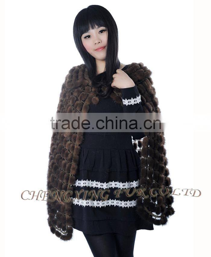 CX-B-M-56 Wholesale Women Cape Mink Fur Fashion Poncho/ Fur Shawl