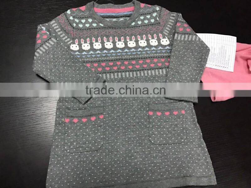 New Design Knitted Children Pullover Jacquard Dress Sweater(BKN26)