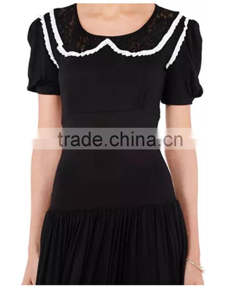 Plus size dresses See-through mesh neck Ruched waistline women dresses,short sleeves dresses