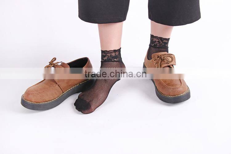 WS-33 Women Lace Ruffle Ankle Sock Soft Comfy Sheer Silk Cotton Elastic Mesh Knit Frill Trim Transparent Women's socks