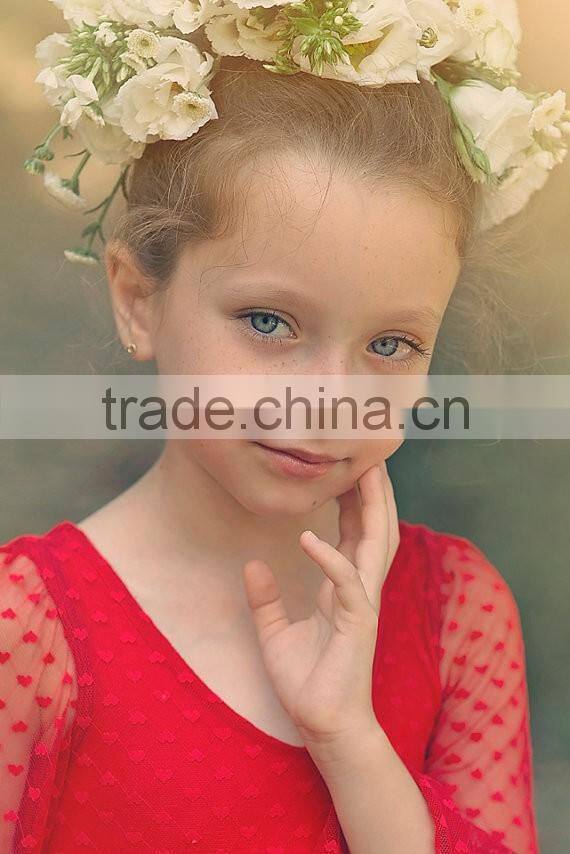 Little Girls Boutique Girls Red Lace Christmas Dress Twirl Spring Holiday Princess Dress Ruffle Sleeve Dresses