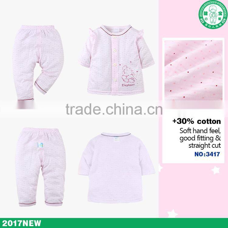 OEM soft comfortable simples design pink baby girls clothing sets