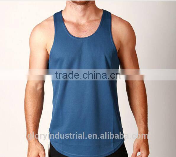 custom Y back preshrunk 100% cotton man blue gym sport vest