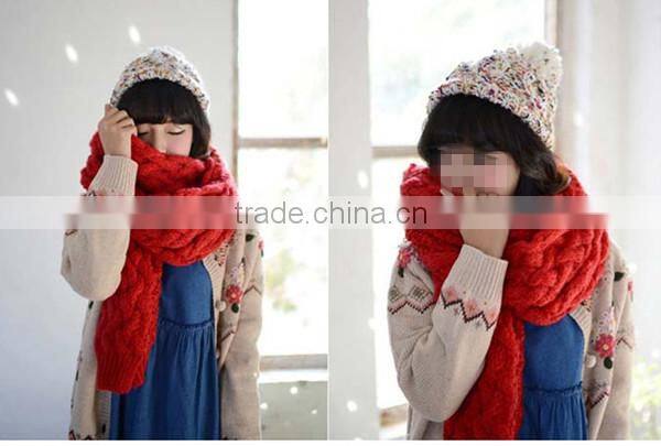 Autumn and winter wear korean style mohair warm long style solid fashion knit lovely scarf girl hijab scarf