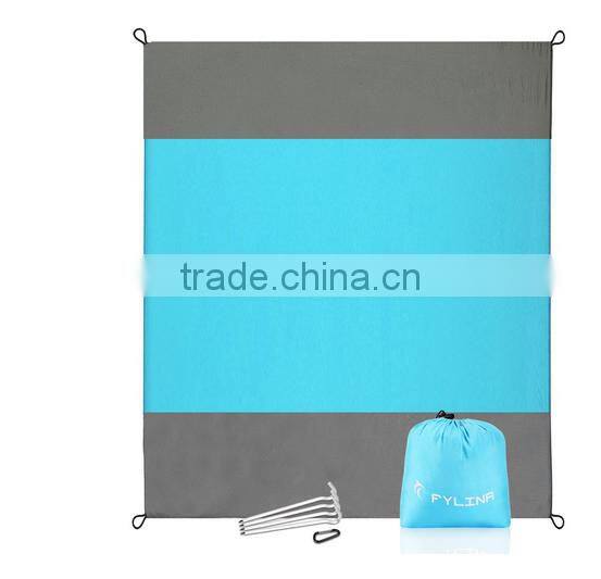Compact Beach Blanket Oversized 7' X 9' Waterproof Sand Resistant Nylon Outdoor Picnic Blankets Camping Mat