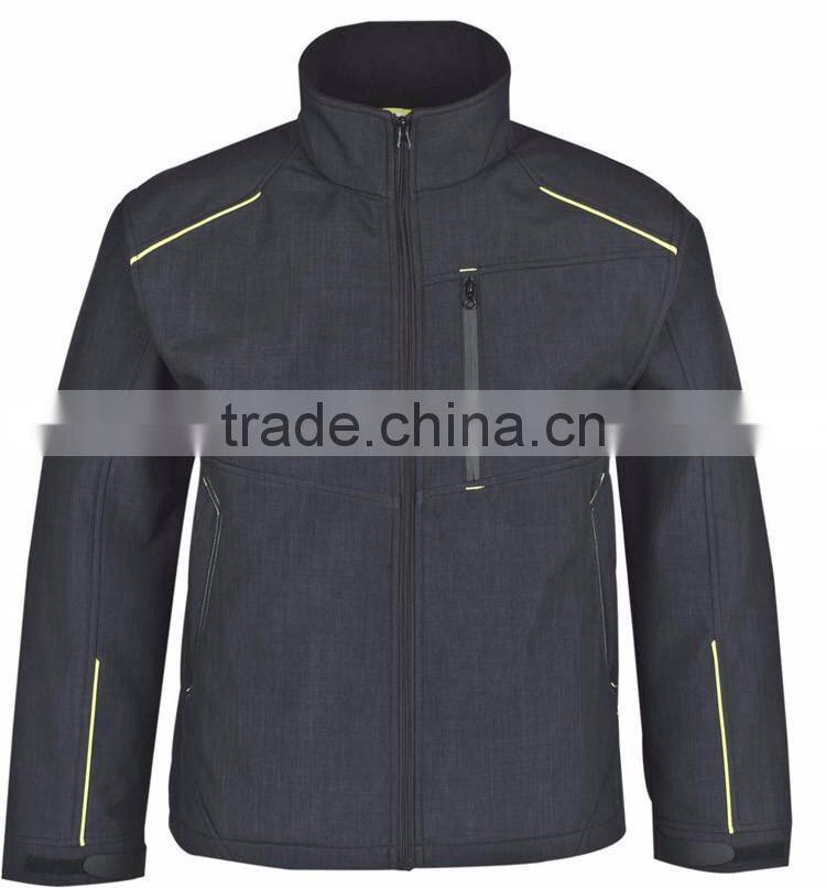 Men waterproof melange 100% polyester soft shell jacket