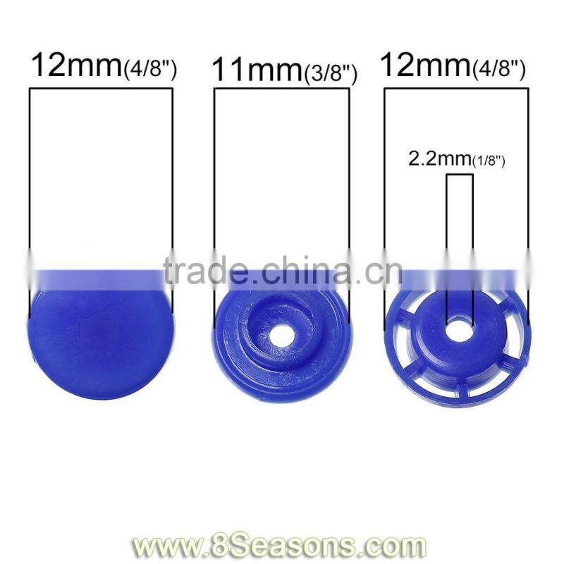 Resin Snap Fastener Set Buttons Scrapbooking Round Dark Blue 11mm x 4mm 12mm x 4mm 12mm x 6mm 12mm x 6mm,300Sets,8seasons