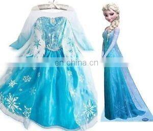 fashion long sleeve frozen elsa dress cape frozen elsa dress fabric elsa costume FC2019