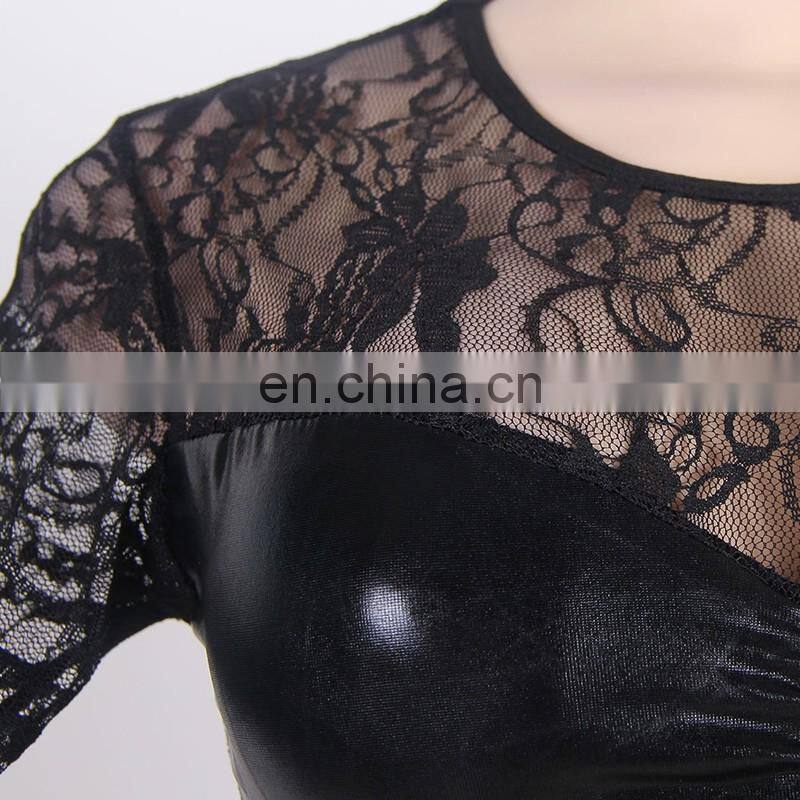 Hot selling black color sexy leather lingerie