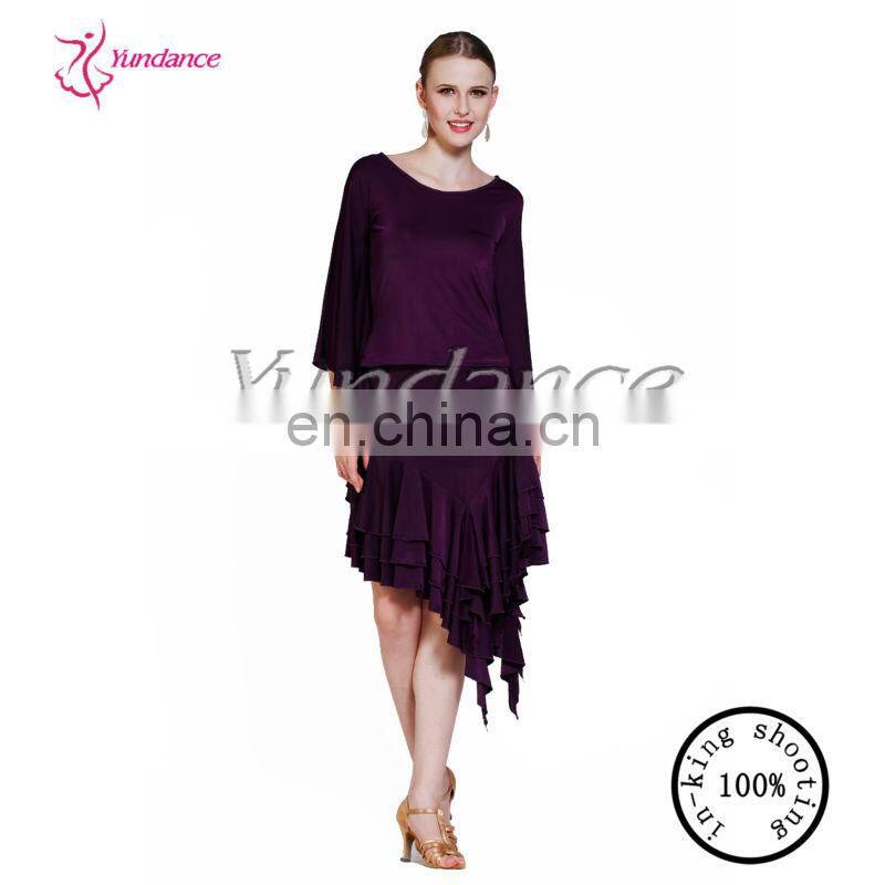 AB015 2014 High Quality Polyester Sexy Dance Shirt Brown
