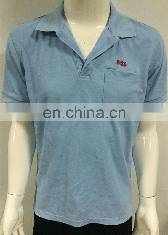 2016 Men's comfortable sky blue polo t-shirt with chest pocket,high work uniform from china