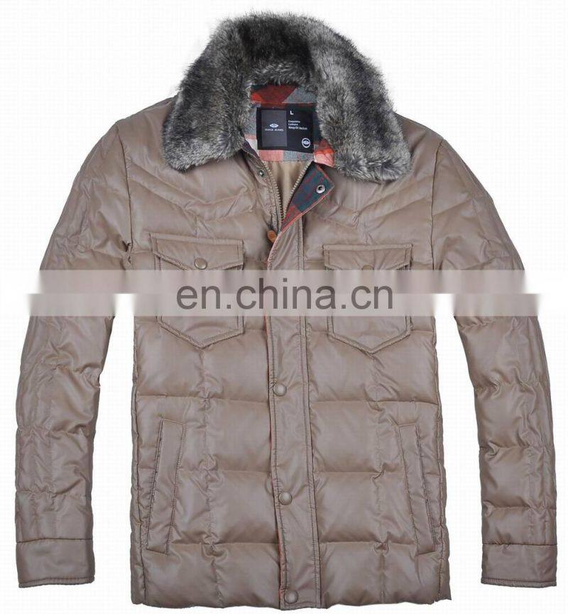 Latest New Mens Winter Fur Collar Thick Padded Down Jacket Leather